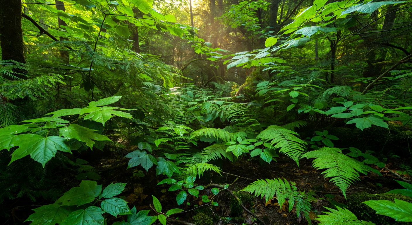 Lush green forest foliage